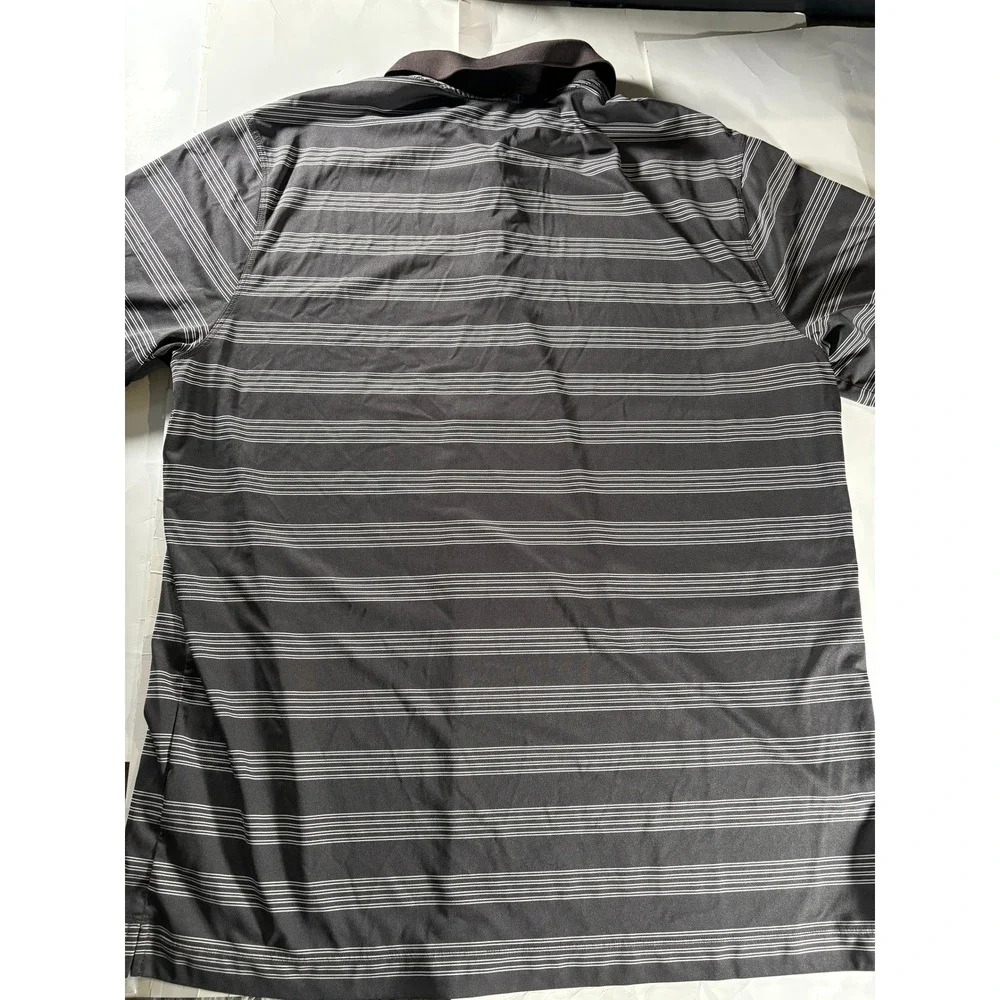 Nike Golf Dri Fit Polo Shirt Mens‎ XL Tour Performance Striped Black Gray Golf